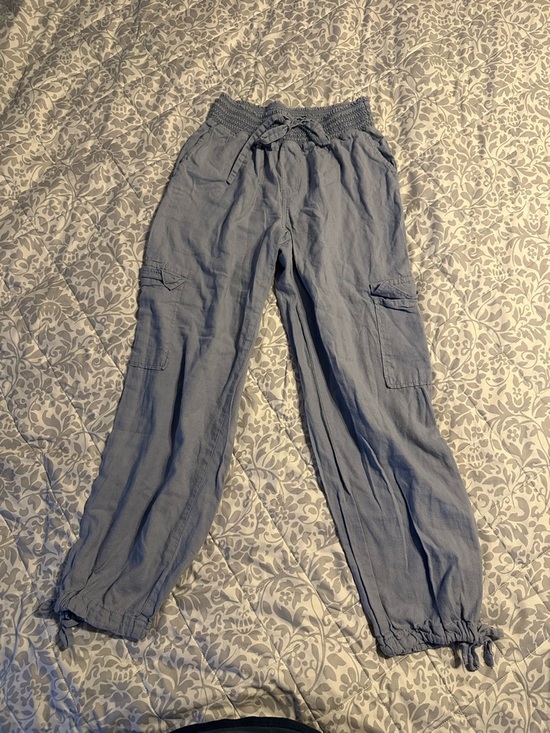 Rewash Pants - Rewash Light Blue Drawstring Cargo Jogger Pants